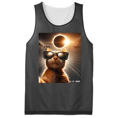 Cat Taking A Selfie With Solar 2024 Eclipse Wearing Glasses Mesh Reversible Basketball Jersey Tank