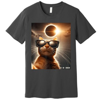 Cat Taking A Selfie With Solar 2024 Eclipse Wearing Glasses Premium T-Shirt