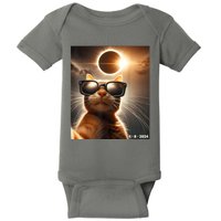 Cat Taking A Selfie With Solar 2024 Eclipse Wearing Glasses Baby Bodysuit