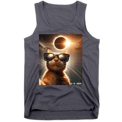 Cat Taking A Selfie With Solar 2024 Eclipse Wearing Glasses Tank Top