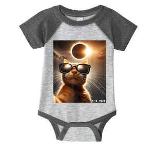 Cat Taking A Selfie With Solar 2024 Eclipse Wearing Glasses Infant Baby Jersey Bodysuit