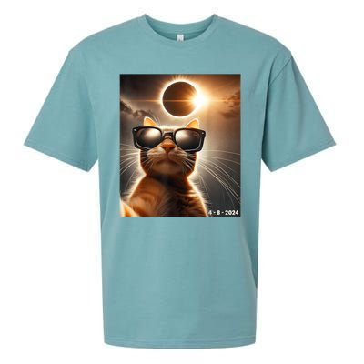 Cat Taking A Selfie With Solar 2024 Eclipse Wearing Glasses Sueded Cloud Jersey T-Shirt