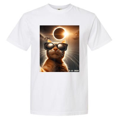 Cat Taking A Selfie With Solar 2024 Eclipse Wearing Glasses Garment-Dyed Heavyweight T-Shirt