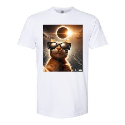 Cat Taking A Selfie With Solar 2024 Eclipse Wearing Glasses Softstyle CVC T-Shirt