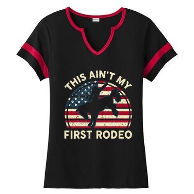 Cowboy This Aint My First Rodeo Western Horse Riding Ladies Halftime Notch Neck Tee