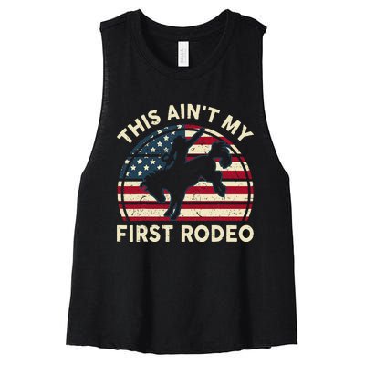 Cowboy This Aint My First Rodeo Western Horse Riding Women's Racerback Cropped Tank