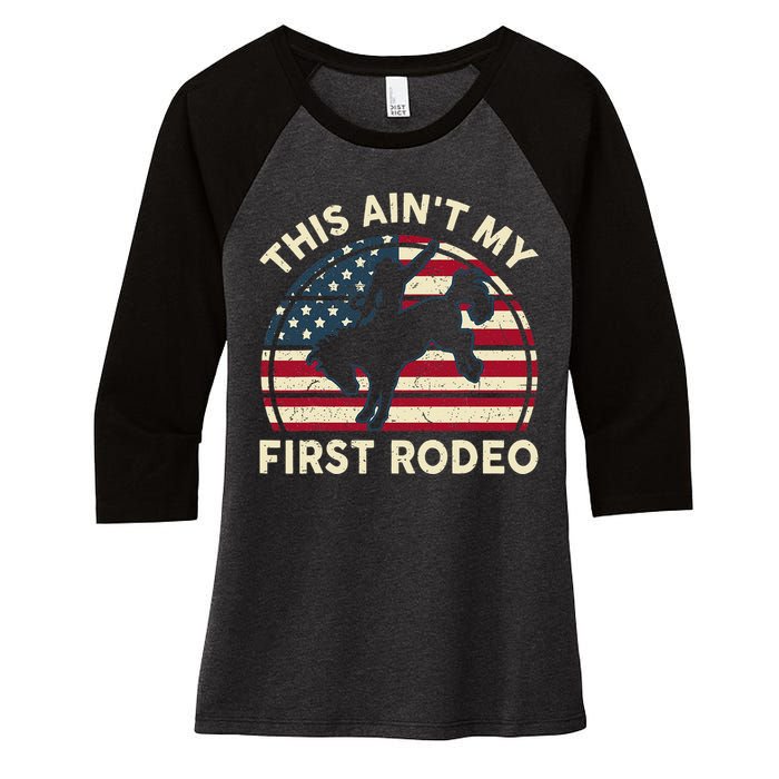 Cowboy This Aint My First Rodeo Western Horse Riding Women's Tri-Blend 3/4-Sleeve Raglan Shirt