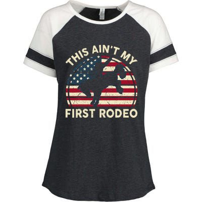 Cowboy This Aint My First Rodeo Western Horse Riding Enza Ladies Jersey Colorblock Tee