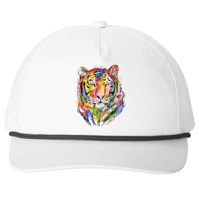 Colorful Tiger Animal Art Snapback Five-Panel Rope Hat