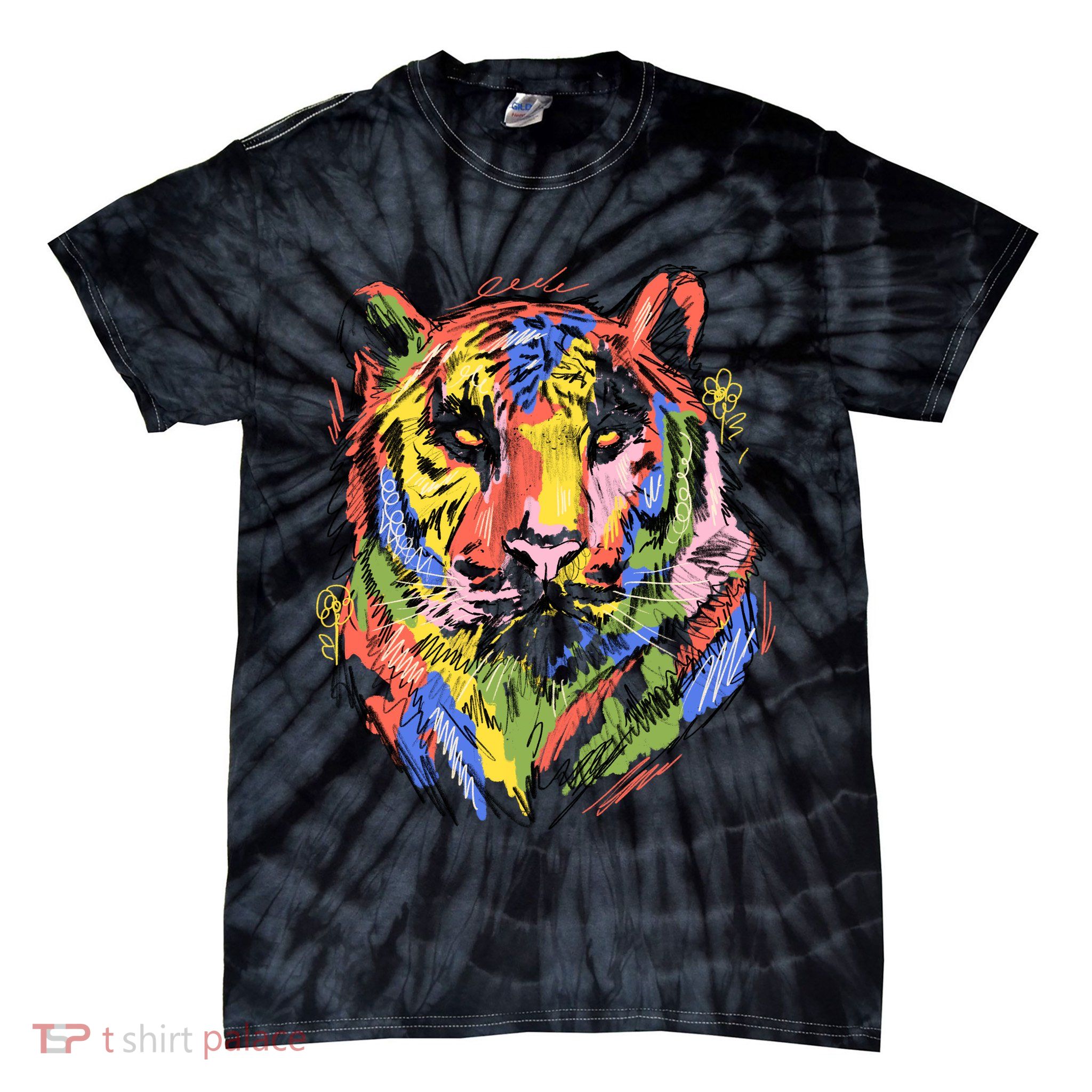 Colorful Tiger Animal Art Tie-Dye T-Shirt