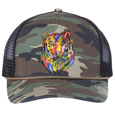 Colorful Tiger Animal Art Retro Rope Trucker Hat Cap