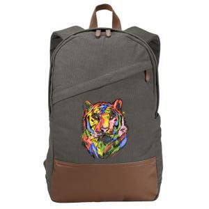 Colorful Tiger Animal Art Cotton Canvas Backpack