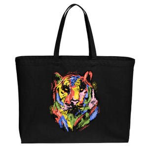 Colorful Tiger Animal Art Cotton Canvas Jumbo Tote