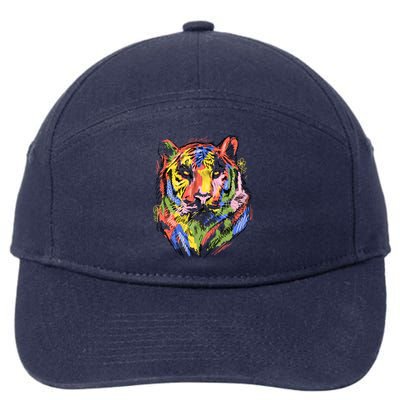 Colorful Tiger Animal Art 7-Panel Snapback Hat