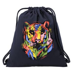 Colorful Tiger Animal Art Drawstring Bag