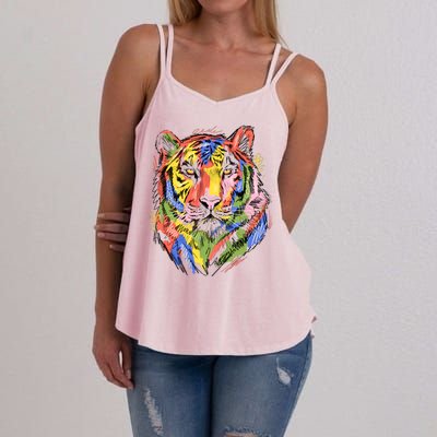 Colorful Tiger Animal Art Women's Strappy Tank