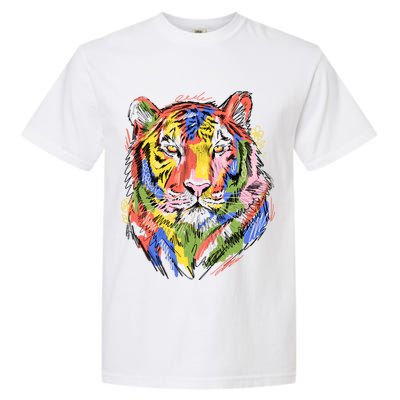 Colorful Tiger Animal Art Garment-Dyed Heavyweight T-Shirt