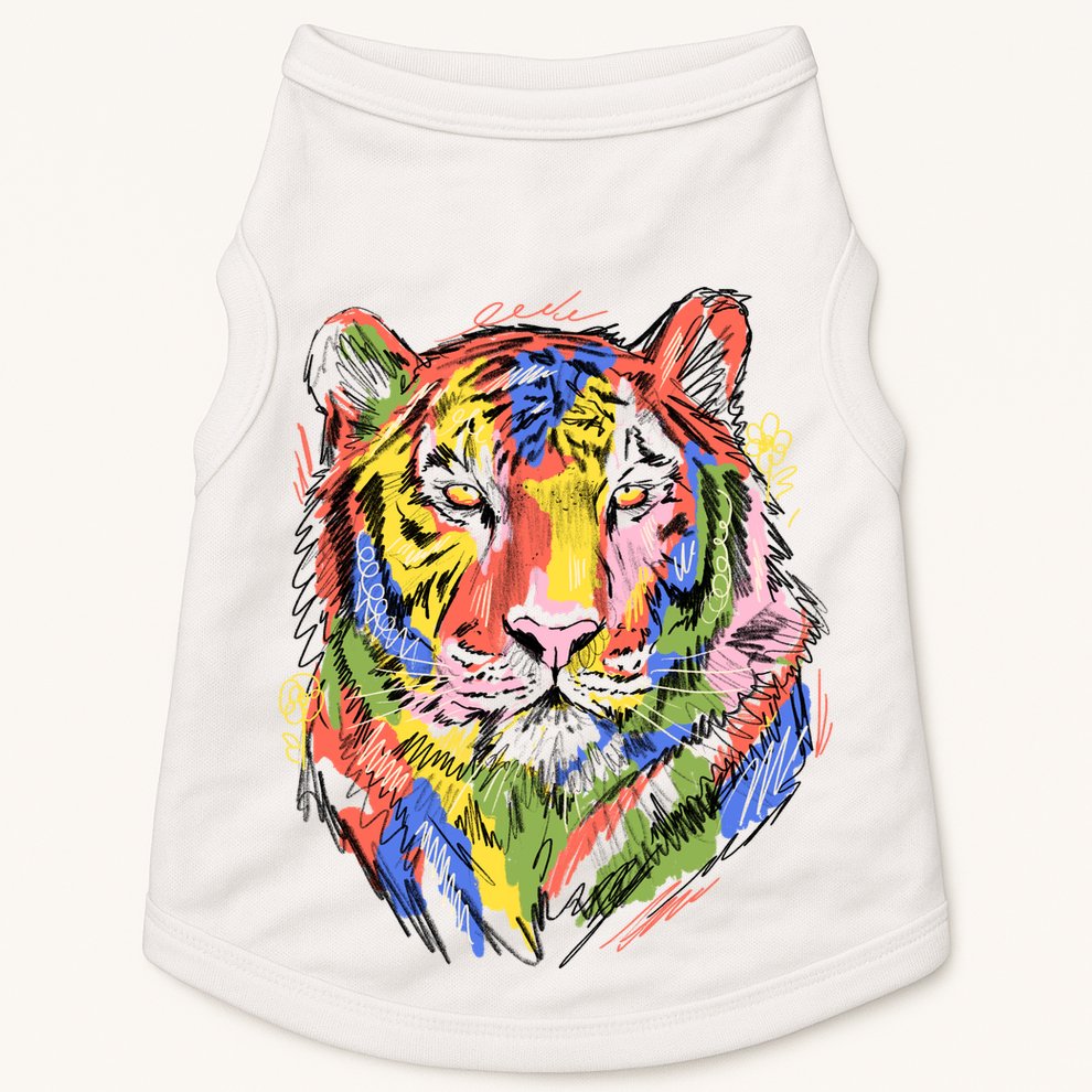 Colorful Tiger Animal Art Doggie Tank