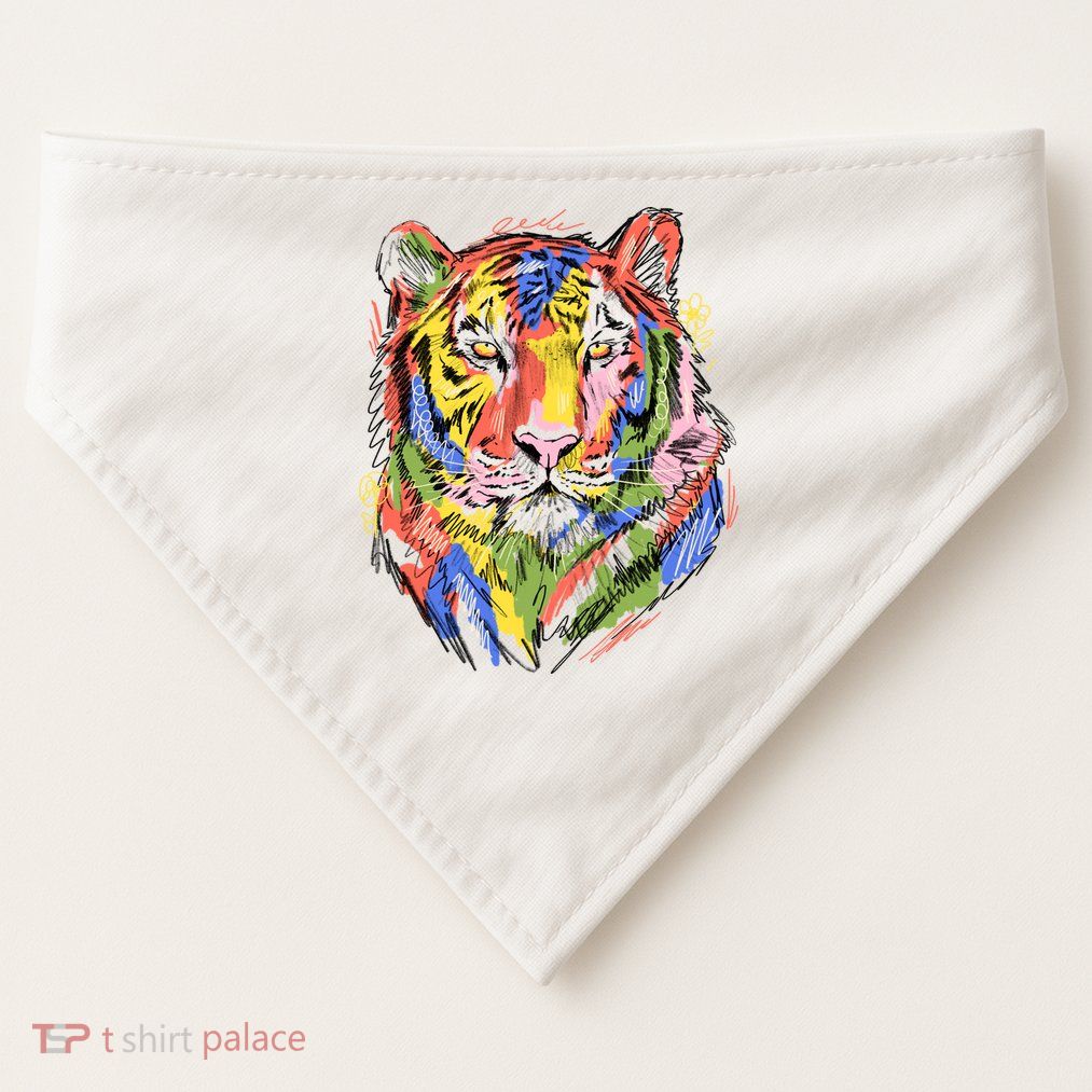 Colorful Tiger Animal Art USA-Made Doggie Bandana