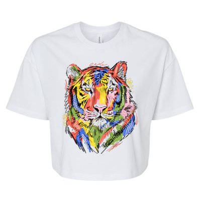 Colorful Tiger Animal Art Bella+Canvas Jersey Crop Tee