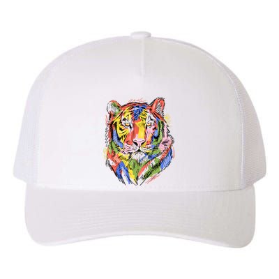 Colorful Tiger Animal Art Yupoong Adult 5-Panel Trucker Hat