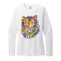 Colorful Tiger Animal Art Womens CVC Long Sleeve Shirt