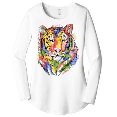 Colorful Tiger Animal Art Women's Perfect Tri Tunic Long Sleeve Shirt