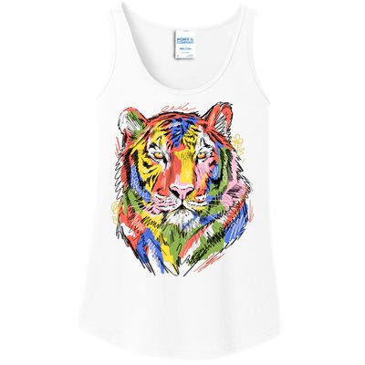 Colorful Tiger Animal Art Ladies Essential Tank