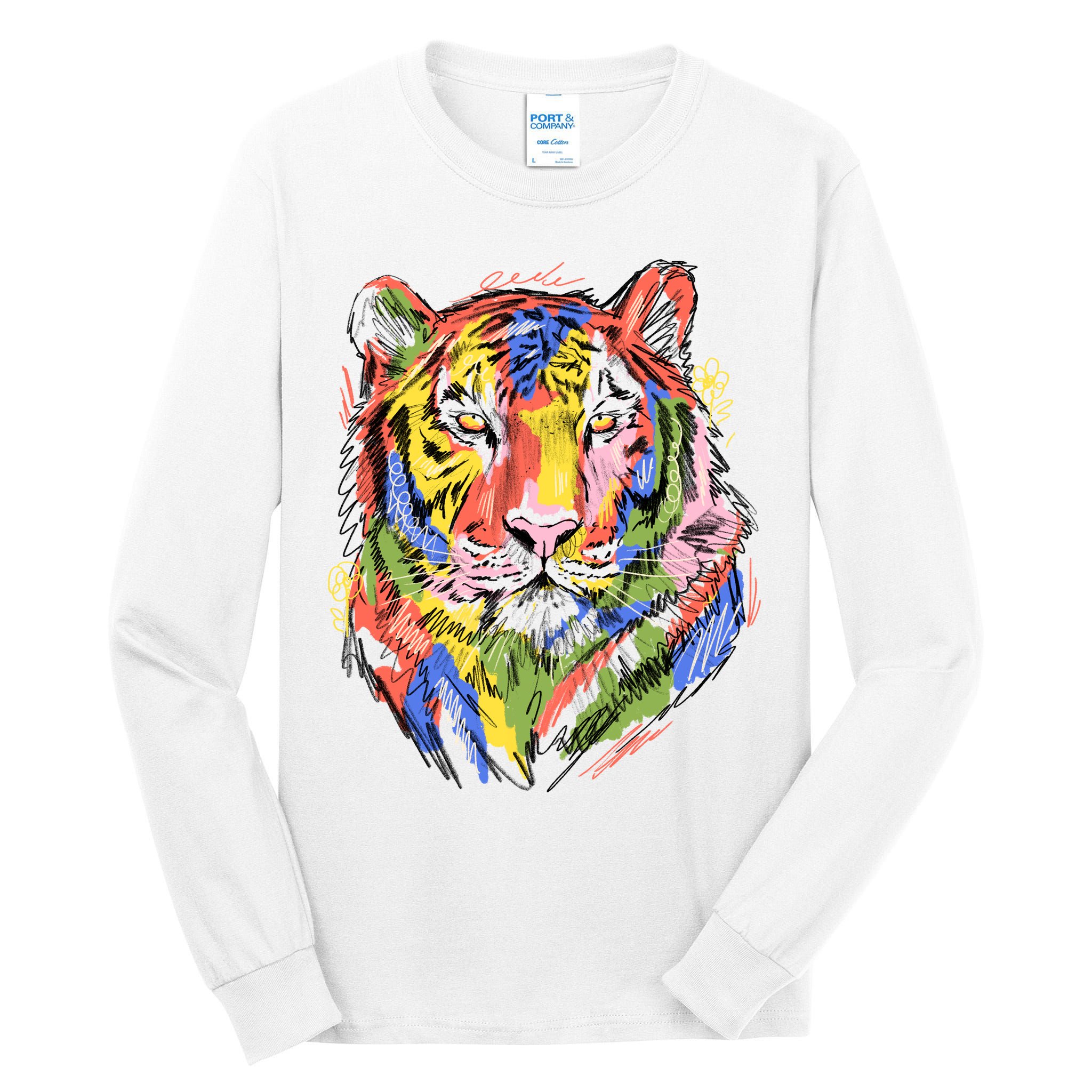 Colorful Tiger Animal Art Tall Long Sleeve T-Shirt