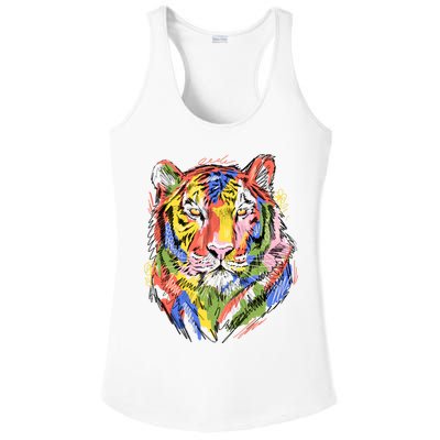 Colorful Tiger Animal Art Ladies PosiCharge Competitor Racerback Tank