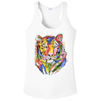 Colorful Tiger Animal Art Ladies PosiCharge Competitor Racerback Tank