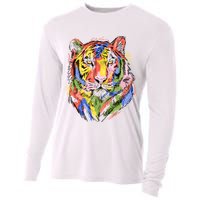 Colorful Tiger Animal Art Cooling Performance Long Sleeve Crew