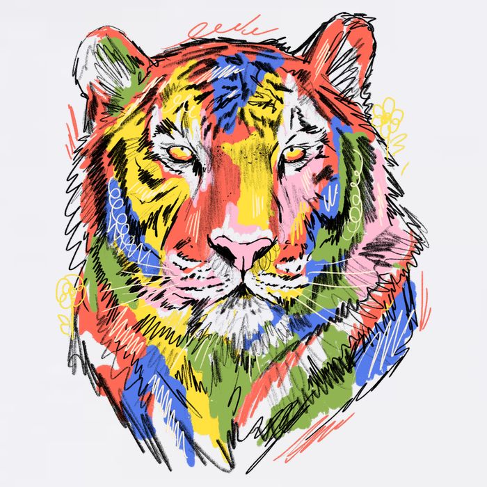 Colorful Tiger Animal Art Cooling Performance Long Sleeve Crew