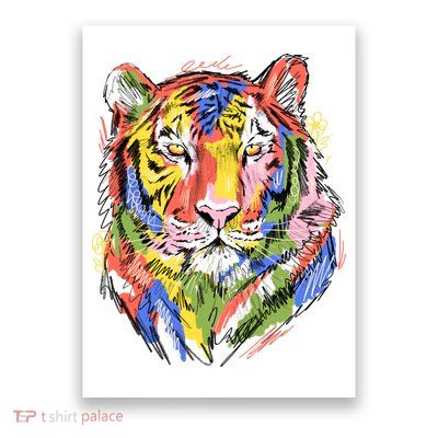 Colorful Tiger Animal Art Poster