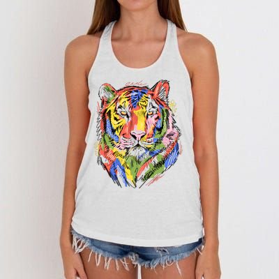 Colorful Tiger Animal Art Women's Knotted Racerback Tank