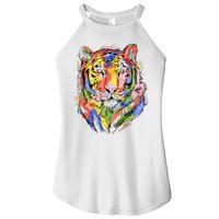 Colorful Tiger Animal Art Women's Perfect Tri Rocker Tank