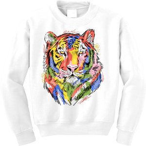 Colorful Tiger Animal Art Kids Sweatshirt