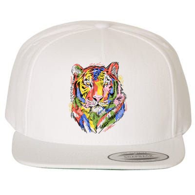 Colorful Tiger Animal Art Wool Snapback Cap