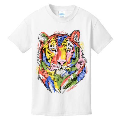 Colorful Tiger Animal Art Kids T-Shirt
