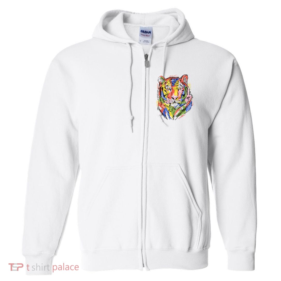 Colorful Tiger Animal Art Full Zip Hoodie