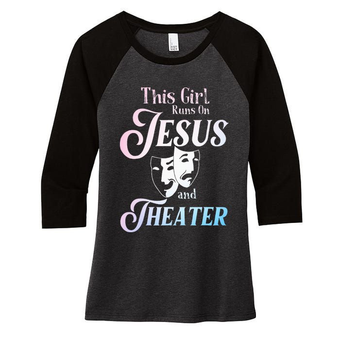 Cute Theatre Art For  Acting Musical Lover Women's Tri-Blend 3/4-Sleeve Raglan Shirt