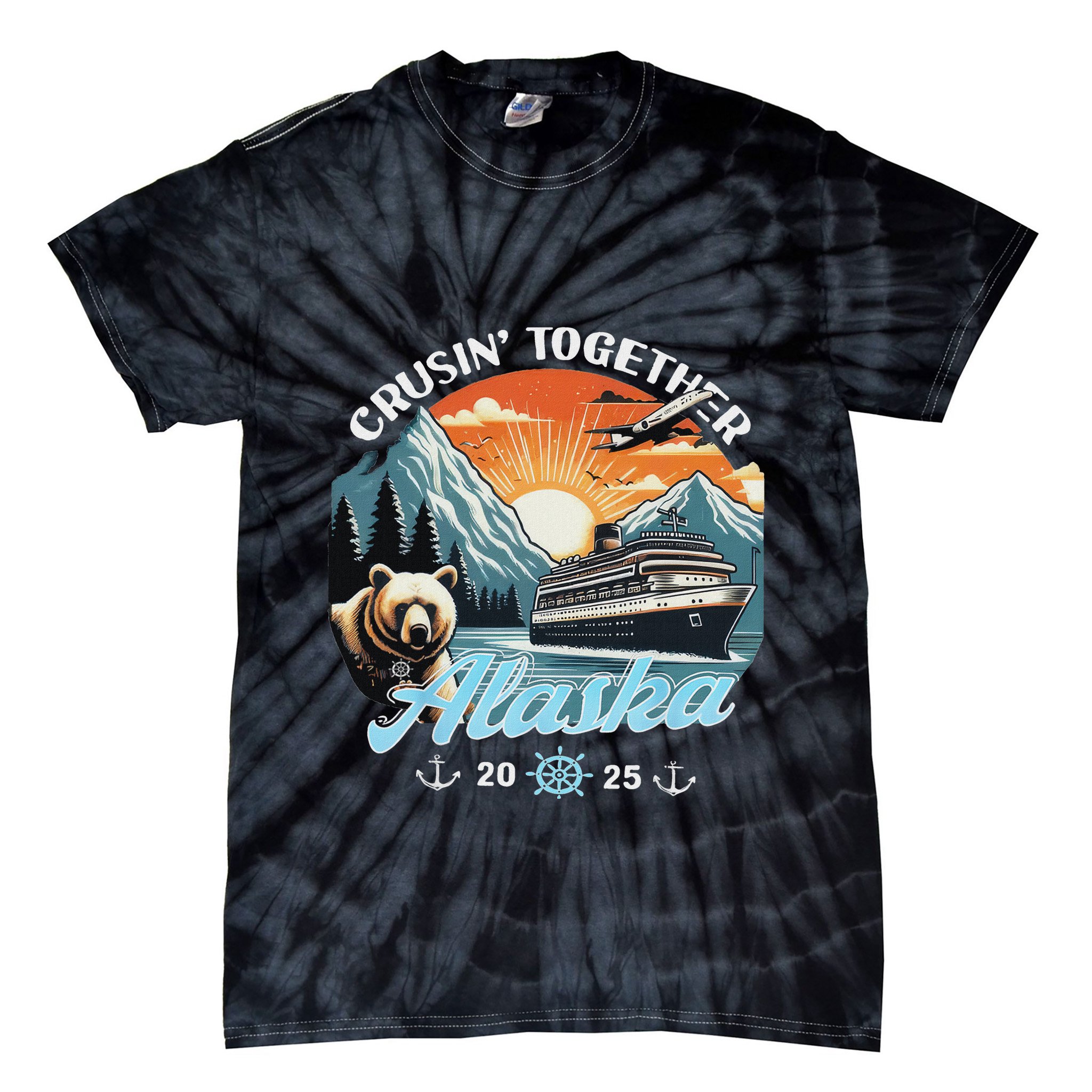 Cruisin Together Alaska 2025 Friend Family Alaska Cruise Tie-Dye T-Shirt