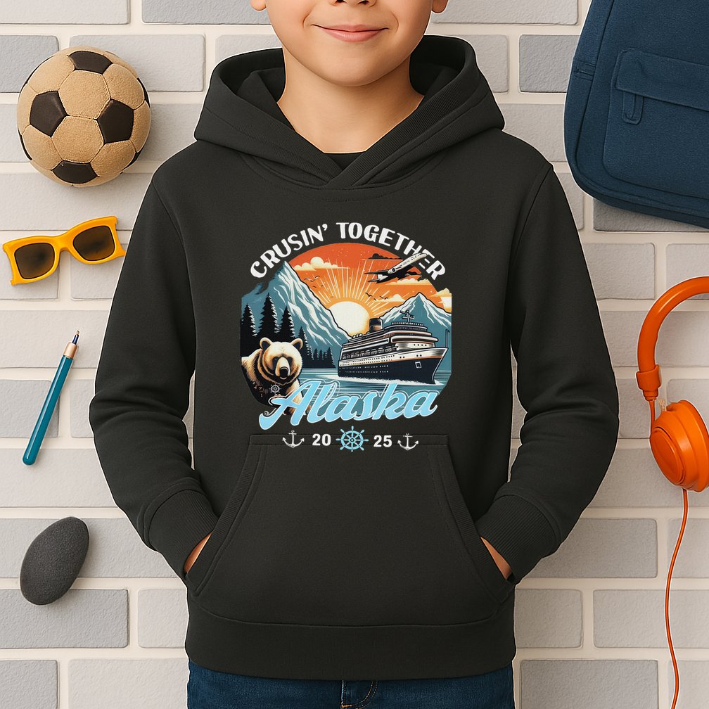 Cruisin Together Alaska 2025 Friend Family Alaska Cruise Kids Hoodie