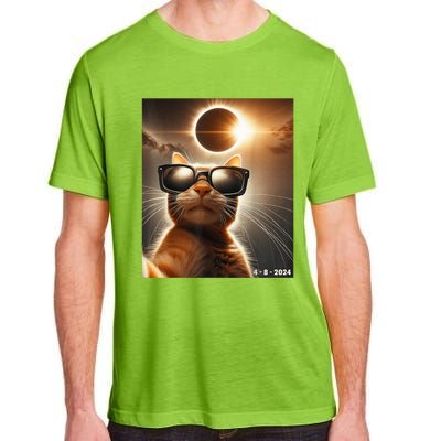 Cat Taking A Selfie With Solar 2024 Eclipse Wearing Glasses Adult ChromaSoft Performance T-Shirt