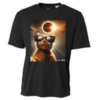 Cat Taking A Selfie With Solar 2024 Eclipse Wearing Glasses Cooling Performance Crew T-Shirt