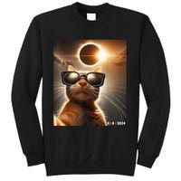 Cat Taking A Selfie With Solar 2024 Eclipse Wearing Glasses Sweatshirt