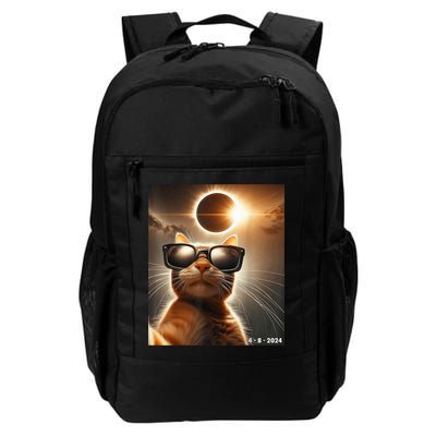 Cat Taking A Selfie With Solar 2024 Eclipse Wearing Glasses Daily Commute Backpack