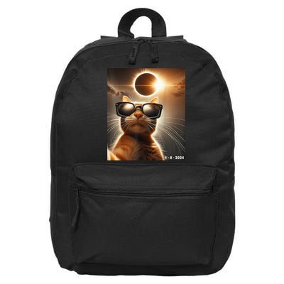 Cat Taking A Selfie With Solar 2024 Eclipse Wearing Glasses 16 in Basic Backpack