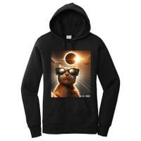 Cat Taking A Selfie With Solar 2024 Eclipse Wearing Glasses Women's Pullover Hoodie