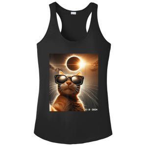 Cat Taking A Selfie With Solar 2024 Eclipse Wearing Glasses Ladies PosiCharge Competitor Racerback Tank